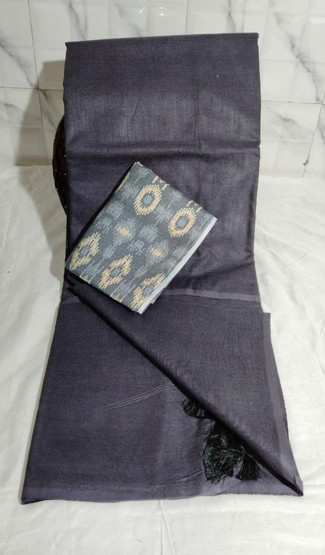 Linen Pure Linen Saree With Blouse Piece Handloom Sari - Etsy