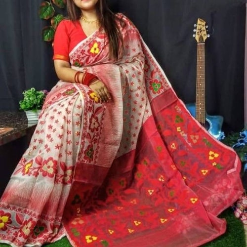 Dhakai Jamdani Saree Soft Dhakai Jamdani Without Blouse Pc - Etsy Ireland