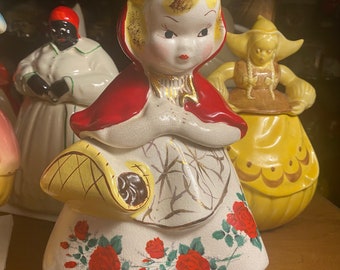 Vintage beautiful outlaw little red riding hood cookie jar