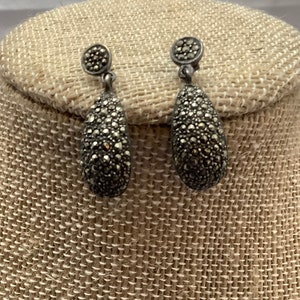 Vintage Sterling Silver and Marcasite Dangle Earrings