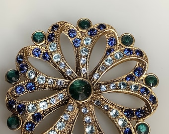 ブローチ 1970s Liz Claiborne フラワー モチーフ 834 LIZ CLAIBORNEリズ・クレイボーン鹿 白蝶貝 モザイクシェル
