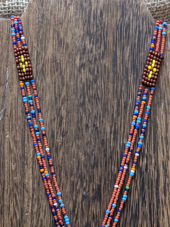 Vintage Native American Beaded Mandala Necklace - image 3
