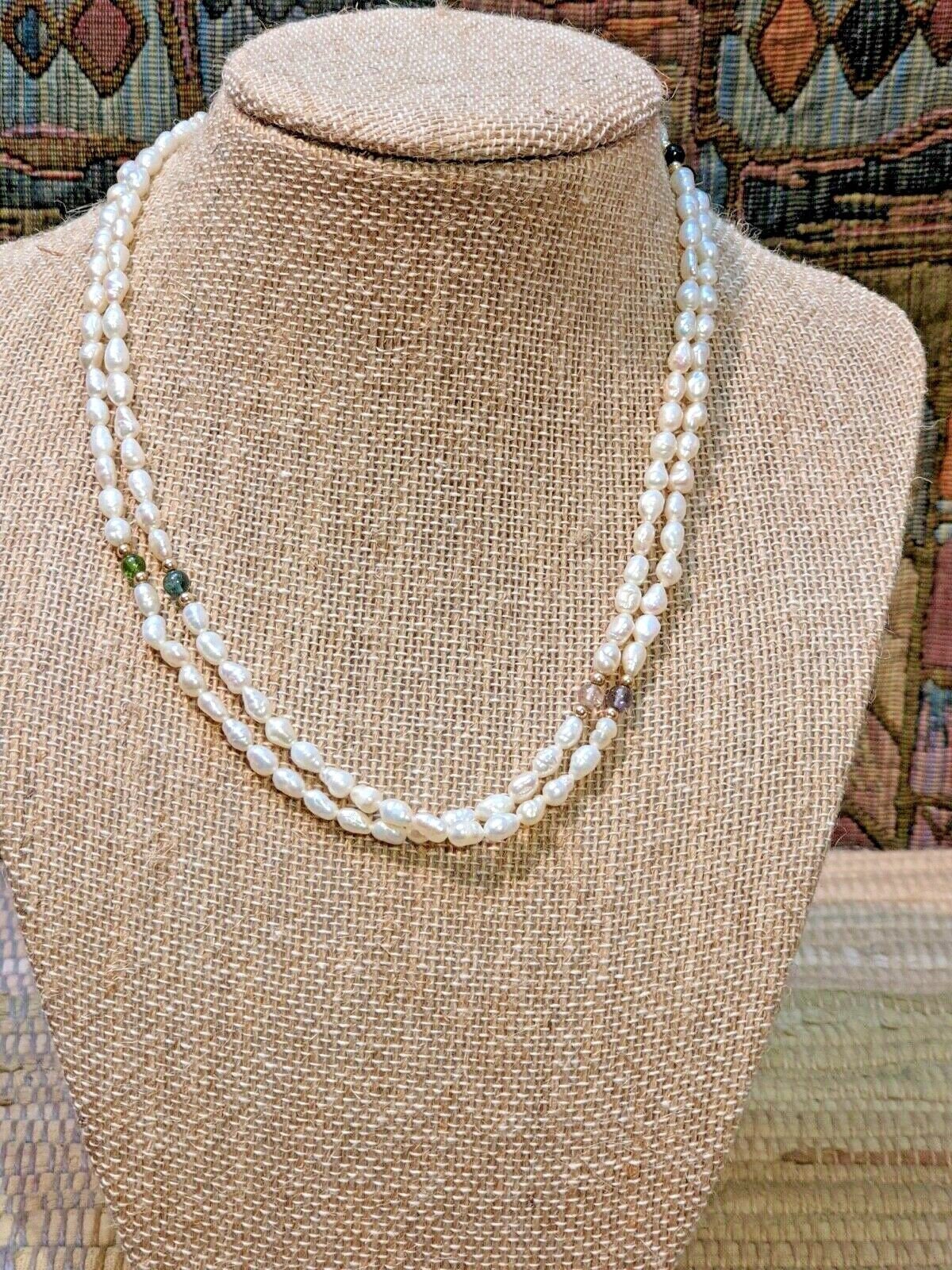 14k Rice Pearl Necklace - Etsy