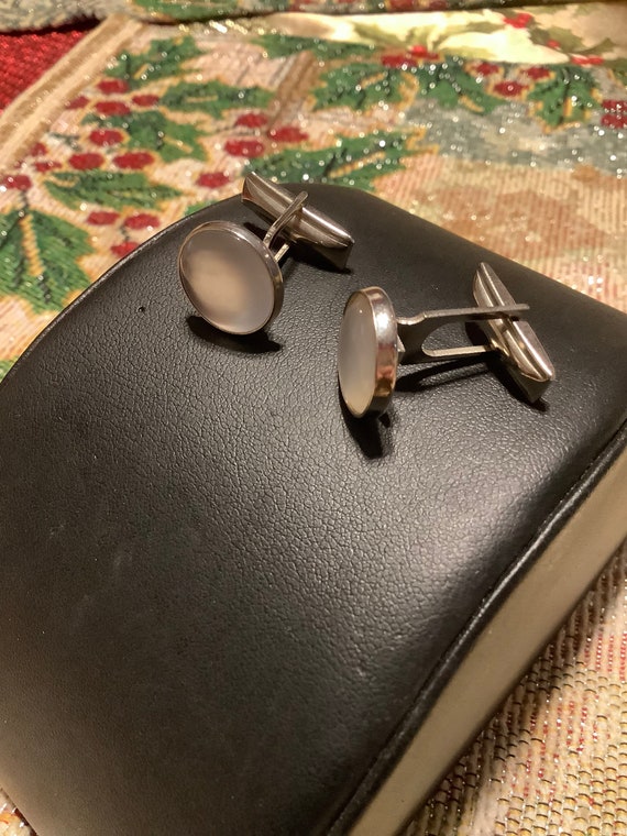 Vintage Opaque Button Cufflinks - image 2