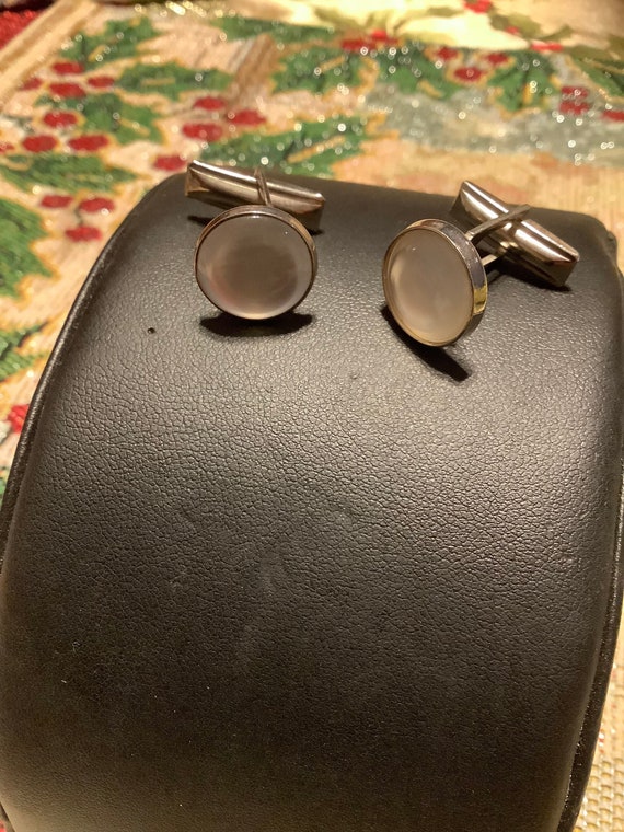 Vintage Opaque Button Cufflinks - image 1