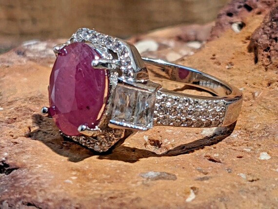 Sterling Silver Ruby Diamond Ring - image 5