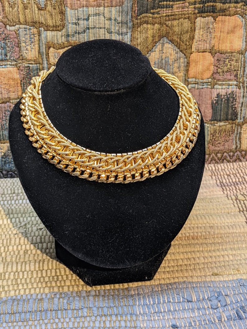 Vintage Julio Mesh Gold Toned Collar Necklace