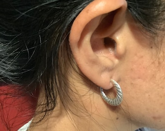 Vintage Sterling Silver Twisted Hoop Earrings