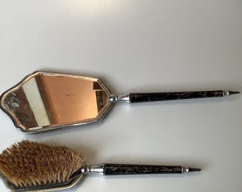 Antique Mirror and Brush Set