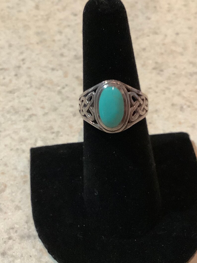 Vintage Sterling Silver and Turquoise Ring image 1