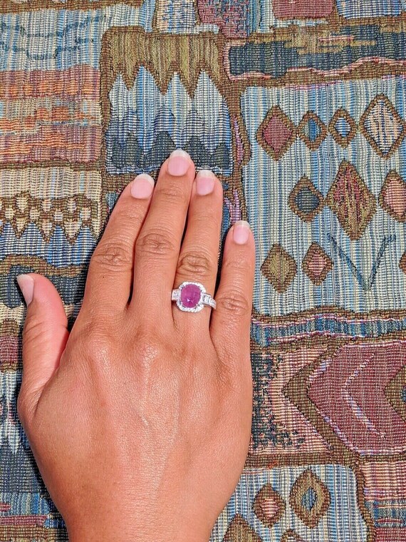 Sterling Silver Ruby Diamond Ring - image 6