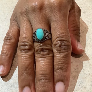 Vintage Sterling Silver and Turquoise Ring image 7