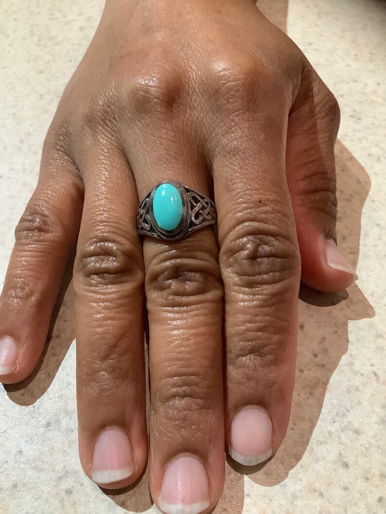 Vintage Sterling Silver and Turquoise Ring image 7