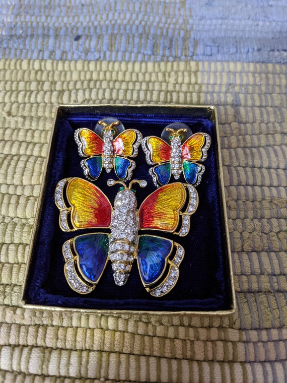 Vintage butterfly brooch set Gem