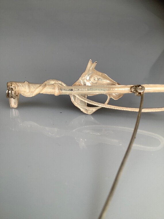 Antique Sterling Silver Hose and Whip Brooch Gem