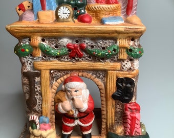 Vintage Ceramic Santa Fireplace