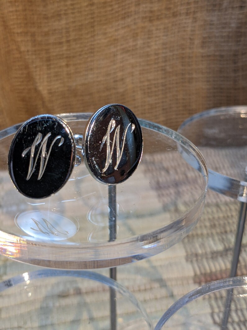 Vintage Reversable Letter M W Cuff Links