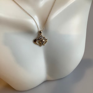 10k Necklace with Double Heart Pendant