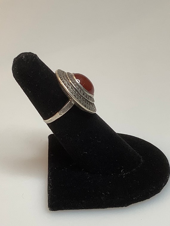 Vintage Sterling Carnelian Ring - image 8