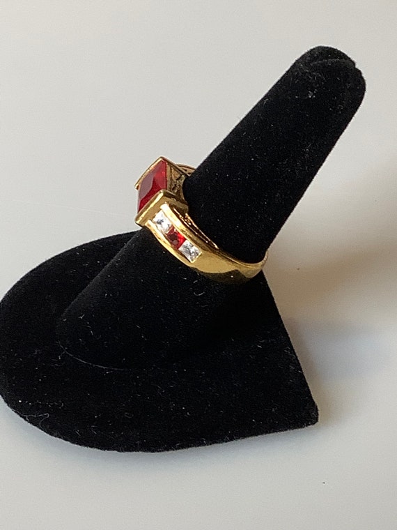 Ruby Red Fashion Ring - image 2