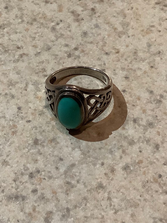 Vintage Sterling Silver and Turquoise Ring - image 5