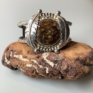 Sterling and Jasper Cuff Bracelet