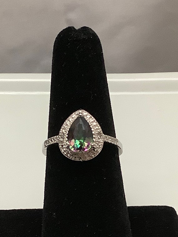 Mystic Gemstone & Diamond Sterling Silver Ring