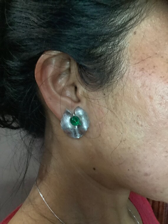 Vintage Native American Sterling Silver Leaf Earrings