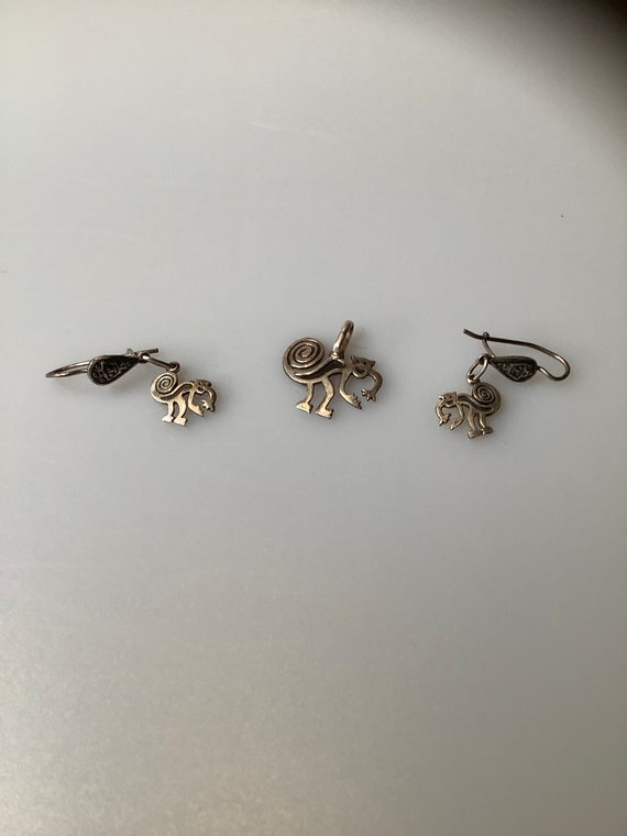 Vintage 950 Silver Earrings and Pendant Set