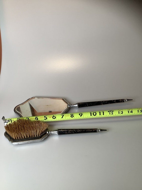 Antique Mirror and Brush Set Gem