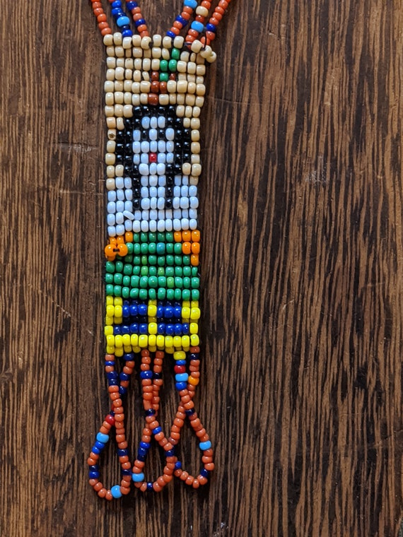 Vintage Native American Beaded Mandala Necklace - image 2