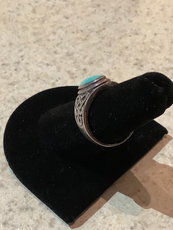 Vintage Sterling Silver and Turquoise Ring - image 4