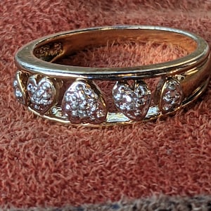 Vintage Diamond and Sterling Silver Hearts Band