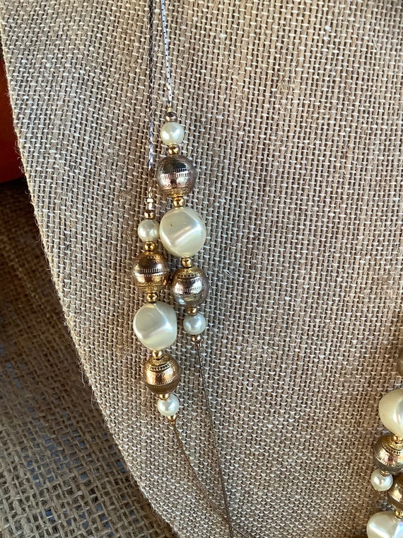 Vintage 14k Gold Plated Bead and Faux Pearl Neckl… - image 2