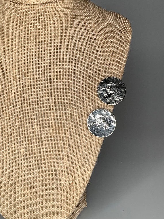 Vintage Dauplaise Hammered Silver Clip On Earrings
