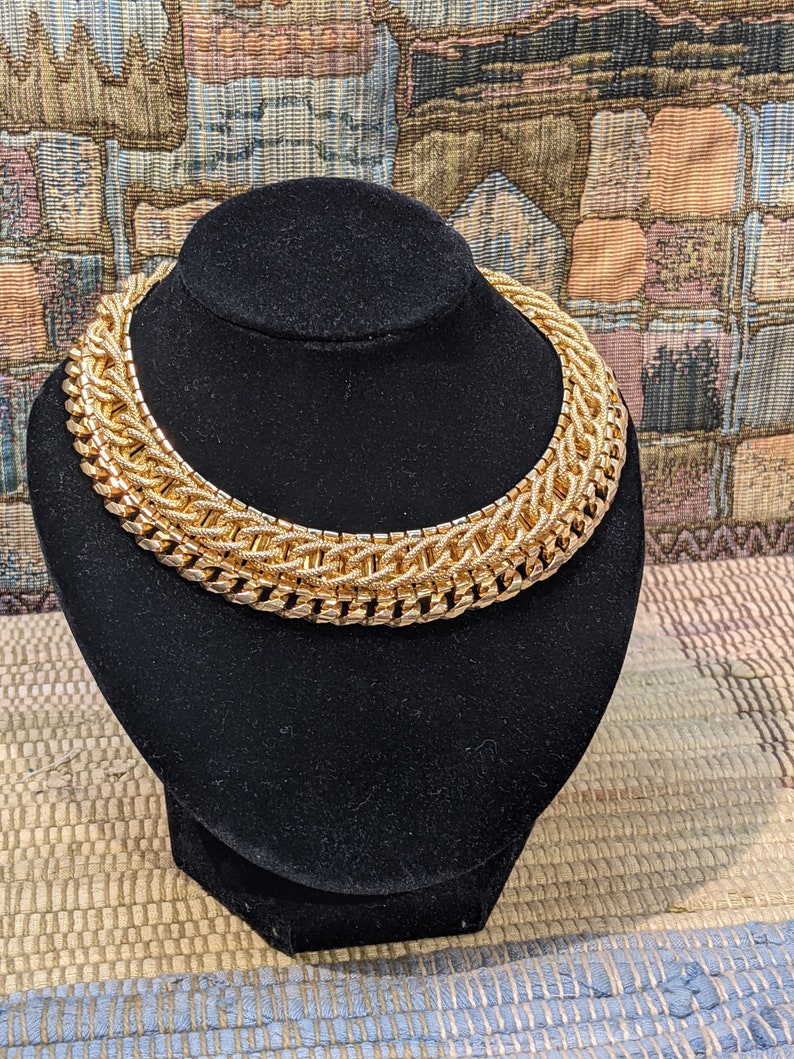 Vintage Julio Mesh Gold Toned Collar Necklace