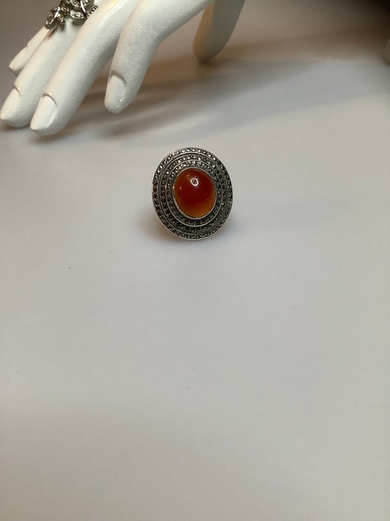 Vintage Sterling Carnelian Ring - image 6