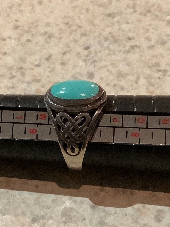 Vintage Sterling Silver and Turquoise Ring - image 9