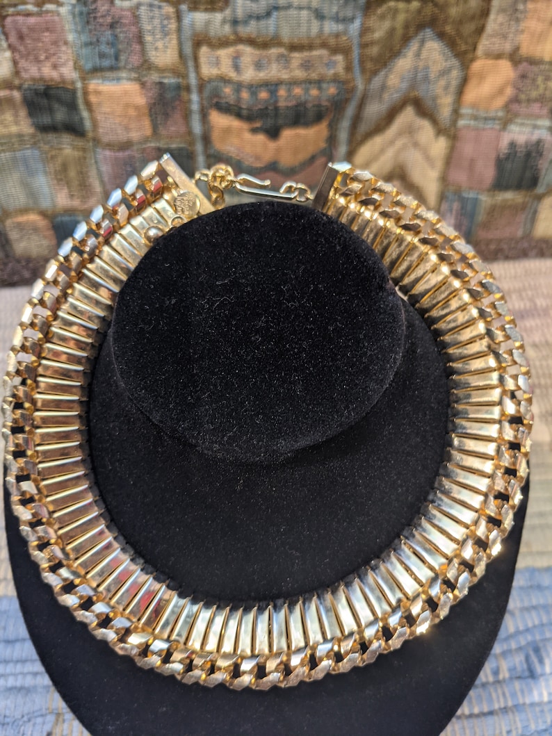 Vintage Julio Mesh Gold Toned Collar Necklace