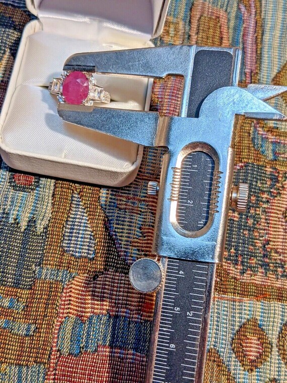 Sterling Silver Ruby Diamond Ring - image 7