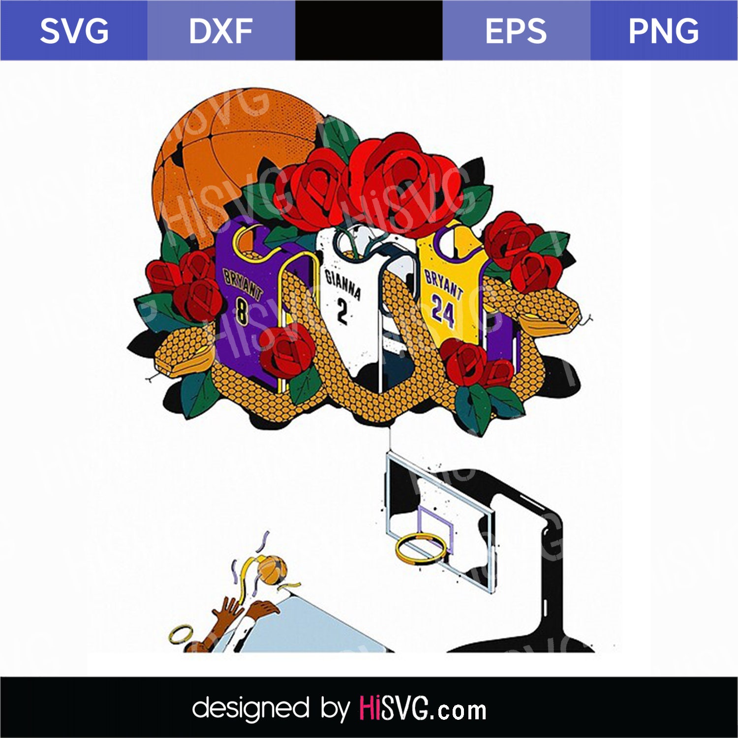Kobe Bryant SVG PNG for Cricut Silhouette Cut File | Etsy
