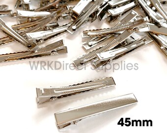 20 40 50 X Silver Crocodile Alligator Clips Teeth Hair Bows Slides 45 56 mm DIY