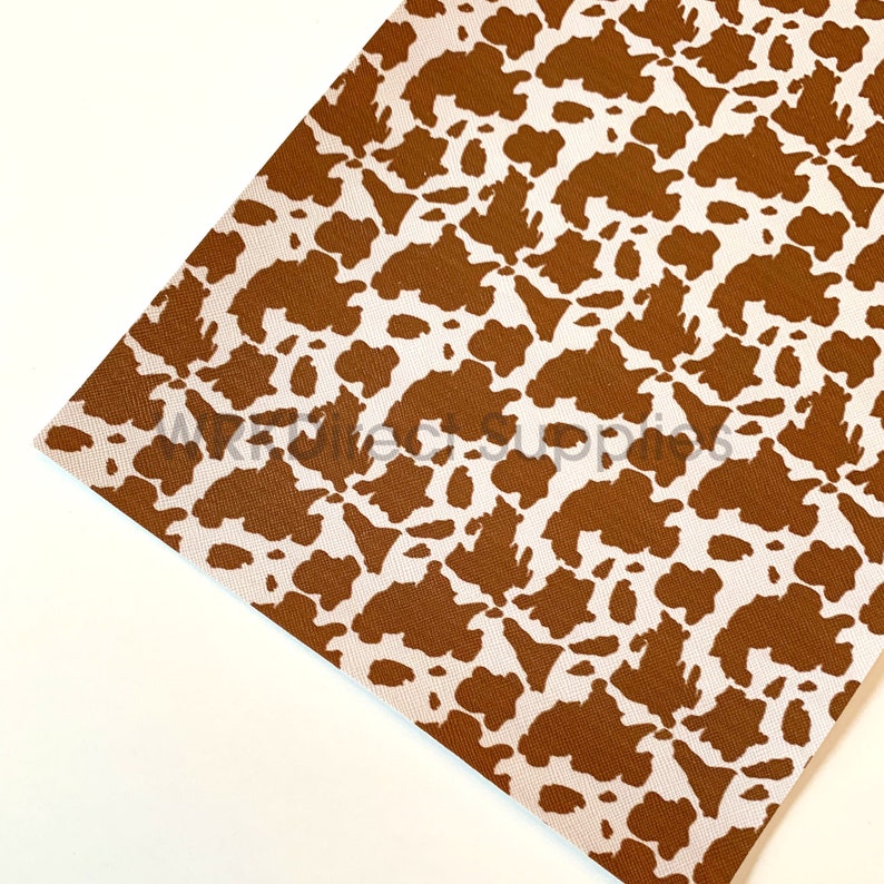Cow Printed Faux Leather Sheets Synthetic Leather Sheets Bow Etsy