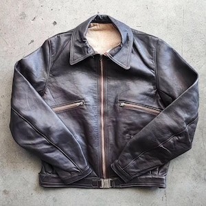 Circa 1930s French leather cyclist jacket Hartmann jacket / Deadstock conditions / Size XSmall - Small / classic vintage antique old fashion