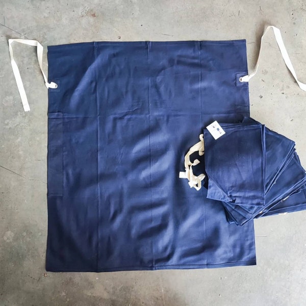 Circa 50s french Army apron Beautiful indigo cotton fabric / classic vintage militaria workwear denim deadstock