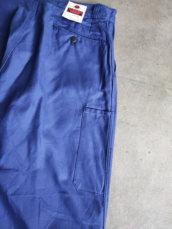 【Deadstock】 50s French Cotton Work Pants Vintage 50s French Train Worker Pants | Vibrant Brown Heavy