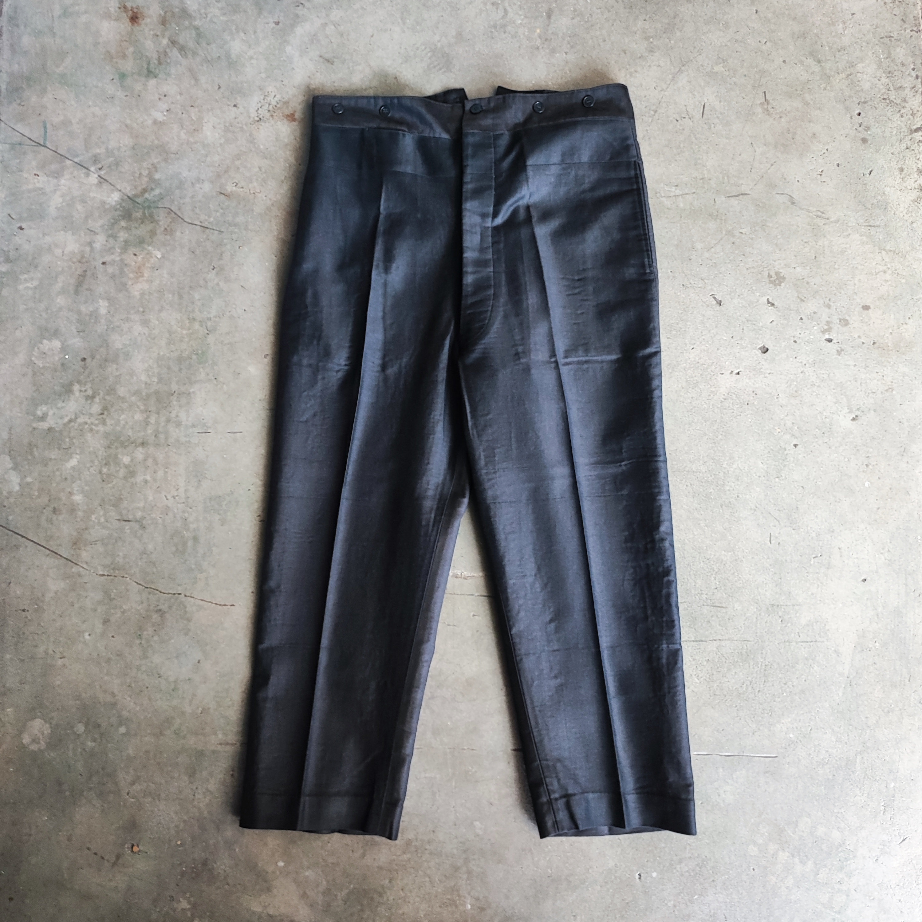 Circa 1930/40s French Antique Black Moleskin Pant / Back Circa 1930/40s French Antique Black Moleskin Pant / Back