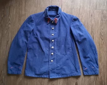 Late 30s French Firefighter Jacket / Made in France / Indigo