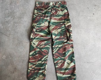 Circa 1950s French Army M47 in french lizard camo / HBT fabric / classic vintage militaria camouflage army denim antique tiger stripe
