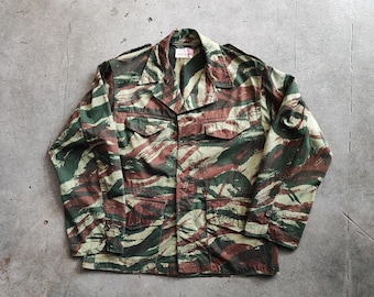 Dated 1976 French Army foreign legion M47  jungle jacket / HBT fabric / Made in France / classic vintage militaria camouflage army denim